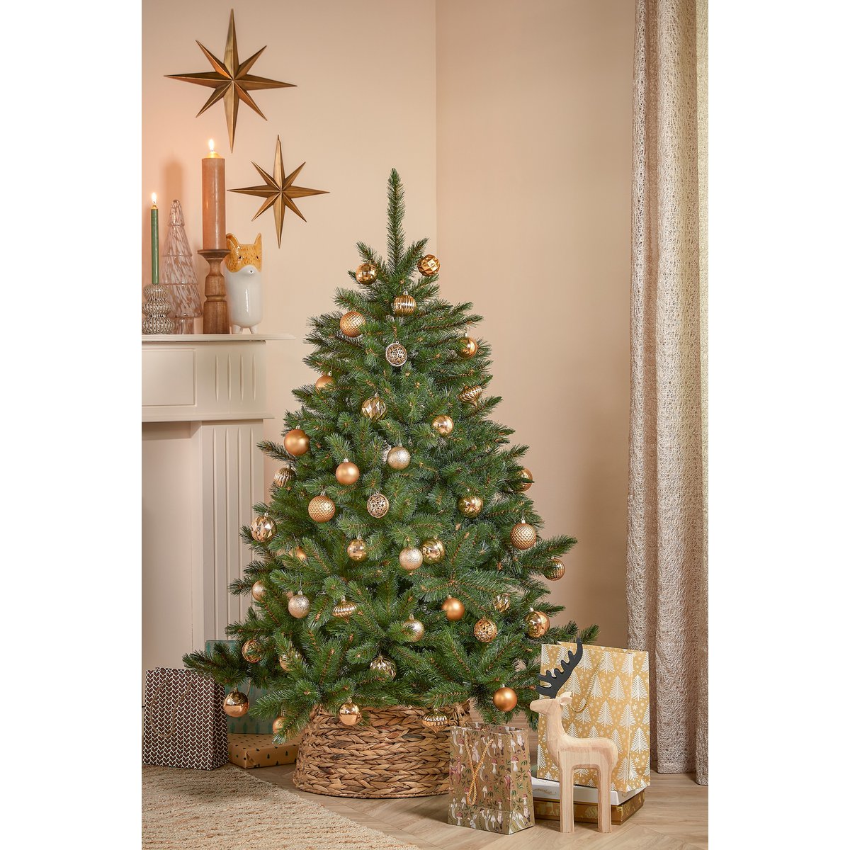 Weihnachtskugel-Set 60-teilig Ø7 cm – Unzerbrechlich Kupfer