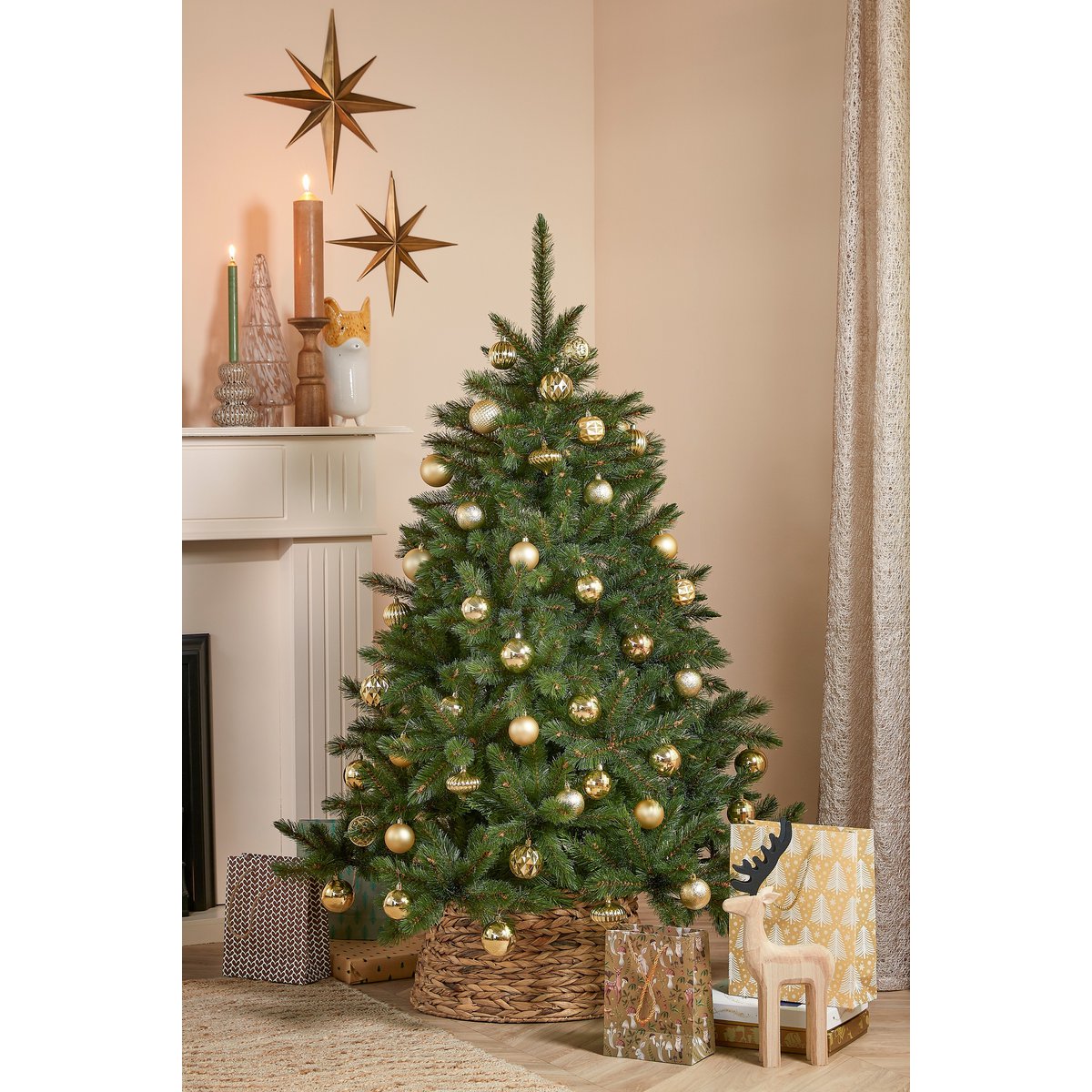 Weihnachtskugel-Set 60-teilig Ø7 cm – Unzerbrechlich Gold