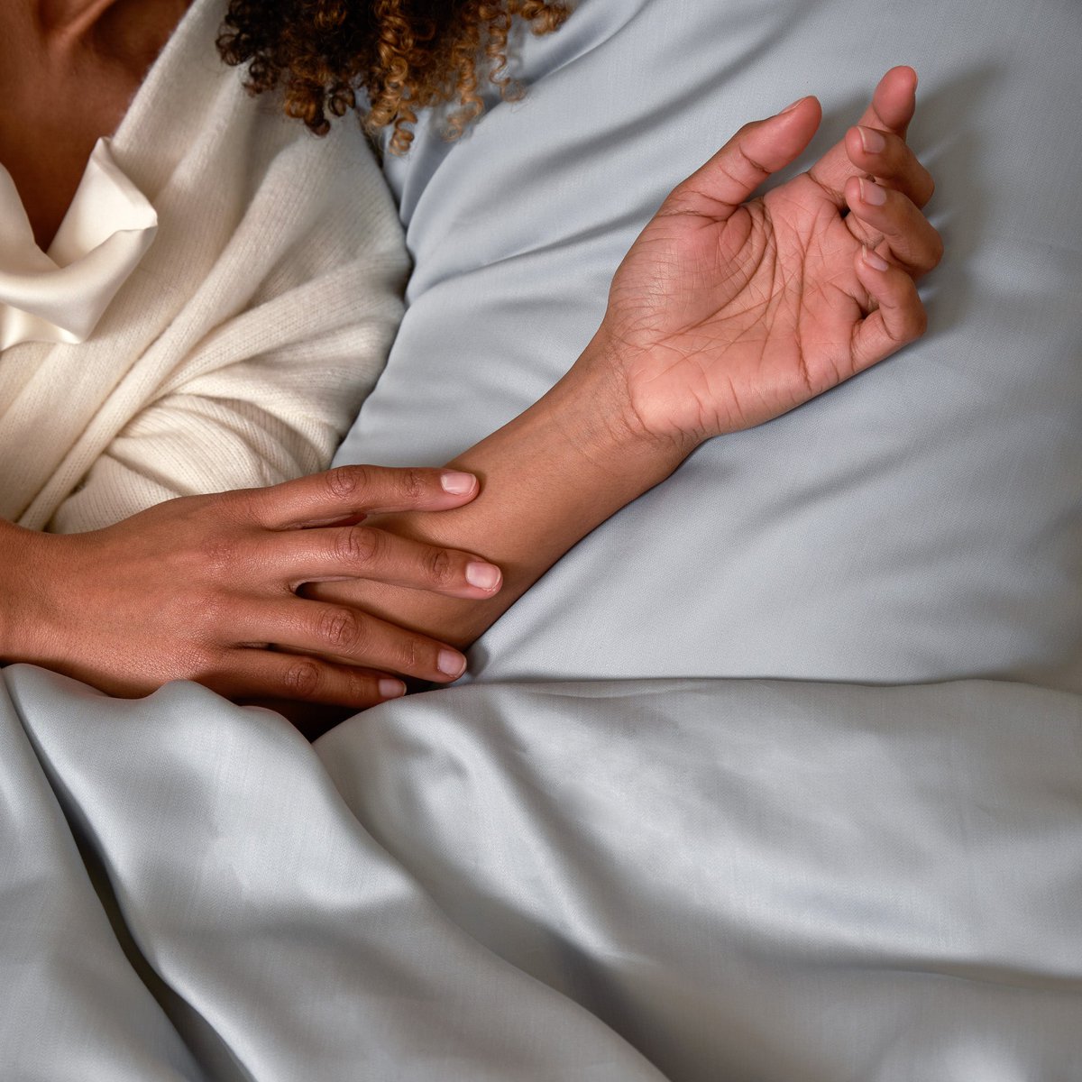 TENCEL™ – Satin-Bettbezug in Graublau