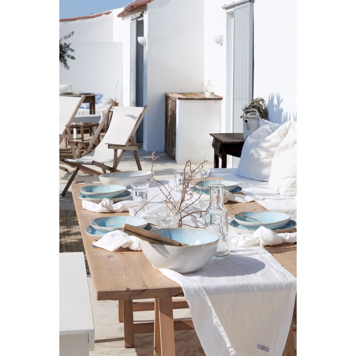 EIVISSA - Ovaler Servierteller 45 cm in See-Blau (GOA 451)