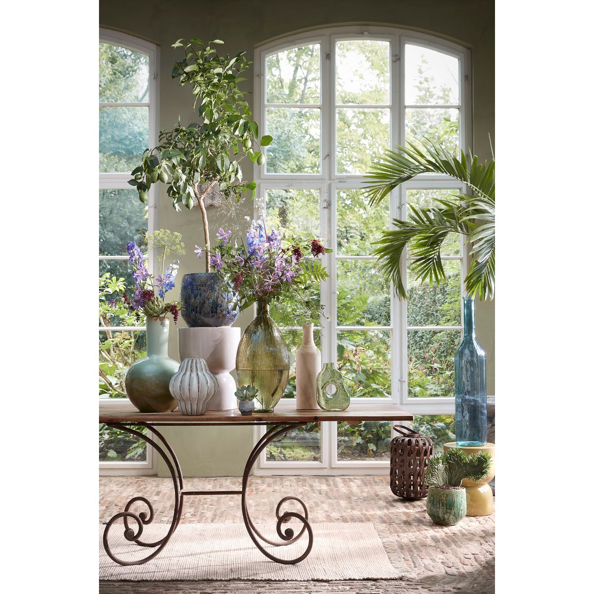 Rioja-Flaschenvase – H100 x Ø21 cm – recyceltes Glas – Hellblau