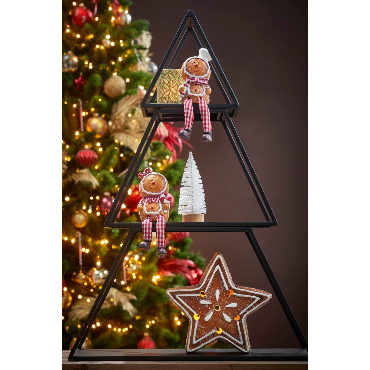 Weihnachts-Deko Regal aus Metall – 3 Ebenen, Schwarz