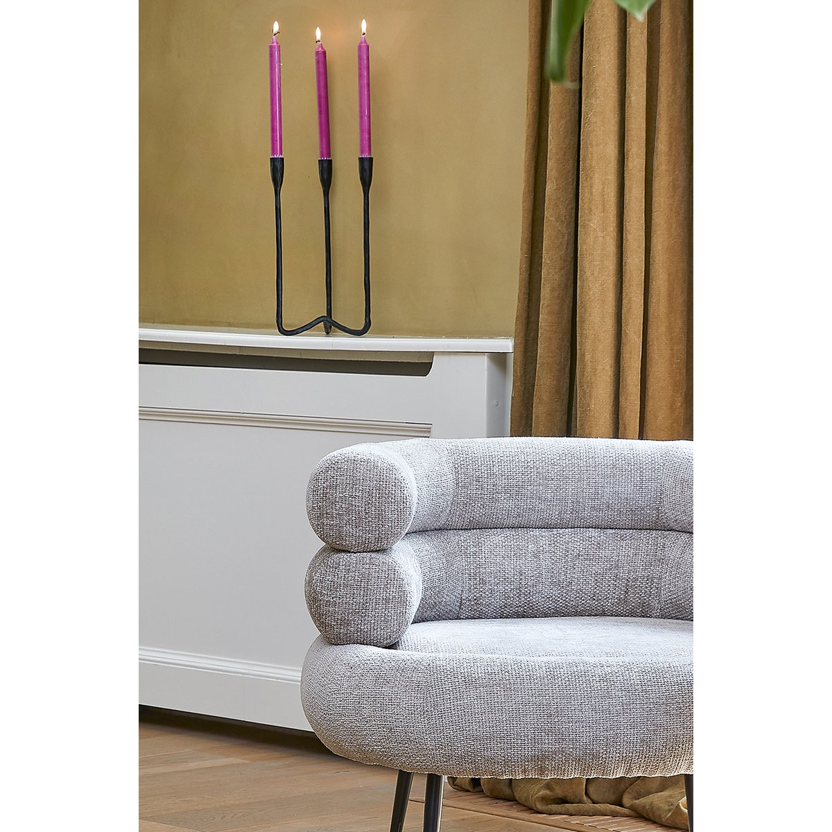 Kerzenständer aus Aluminium – 3-armig, Schwarz, Skulptural