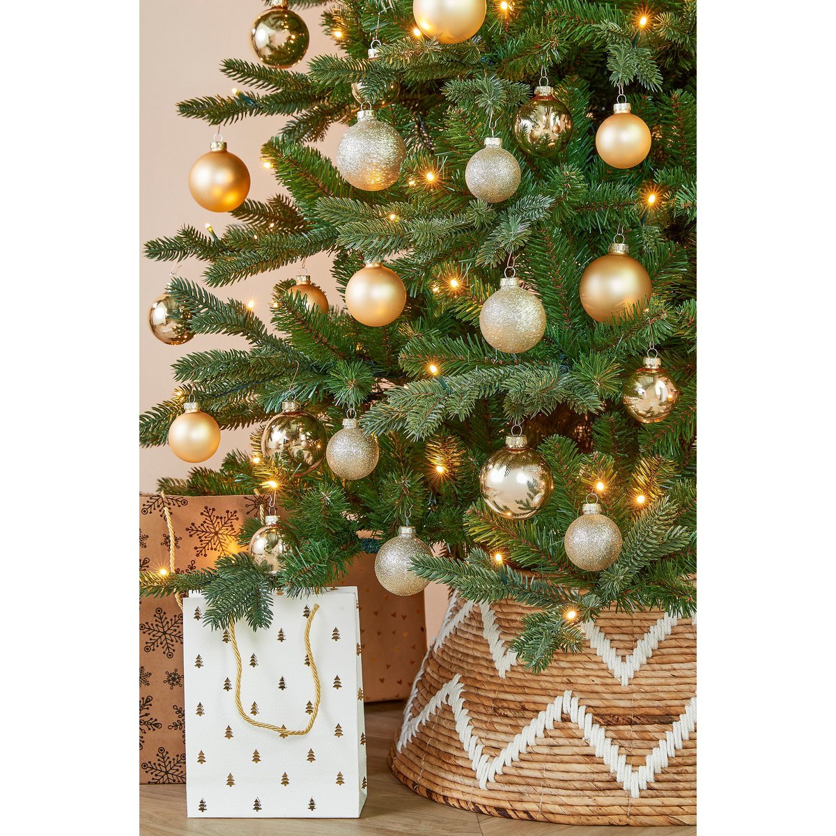 Weihnachtskugeln-Set 42-teilig – Glas Champagner