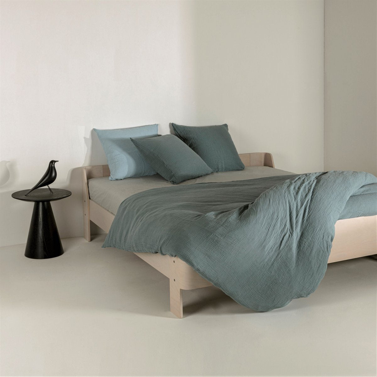 Crinkly Musselin Bettwäsche-Set – Petrol Blue, 100% Baumwolle