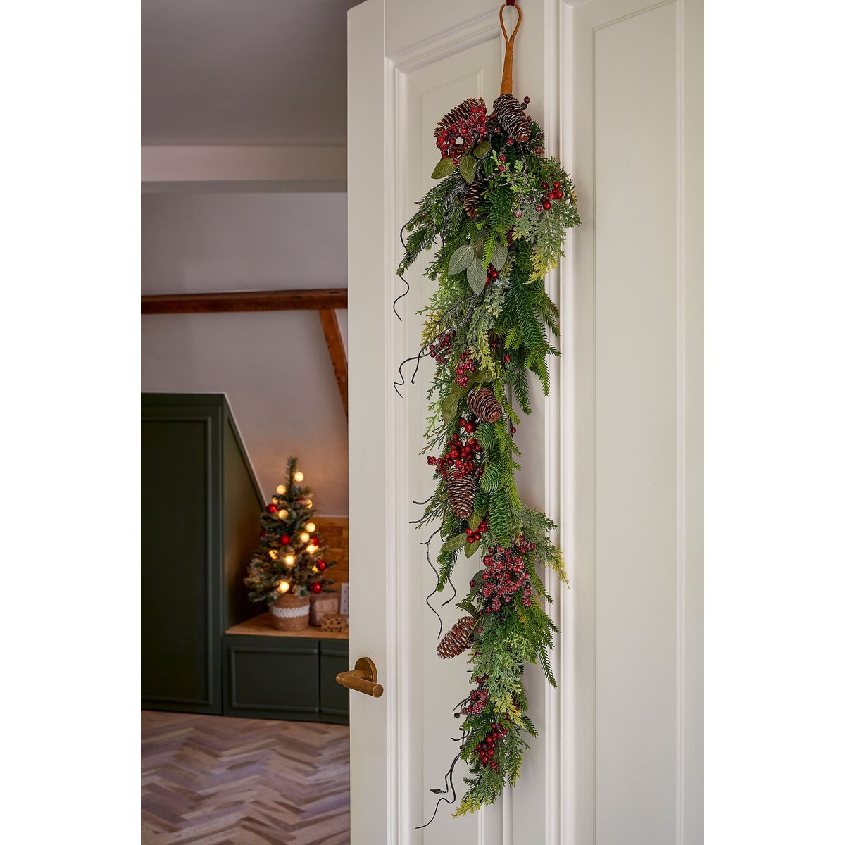 Bodi Drop-Shaped Weihnachtsgirlande L110 cm – Festliche Deko Bordeaux