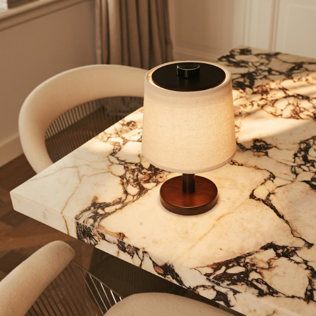 Rover Dunkelbraune Holzlampe – wiederaufladbar, kabellos & dimmbar