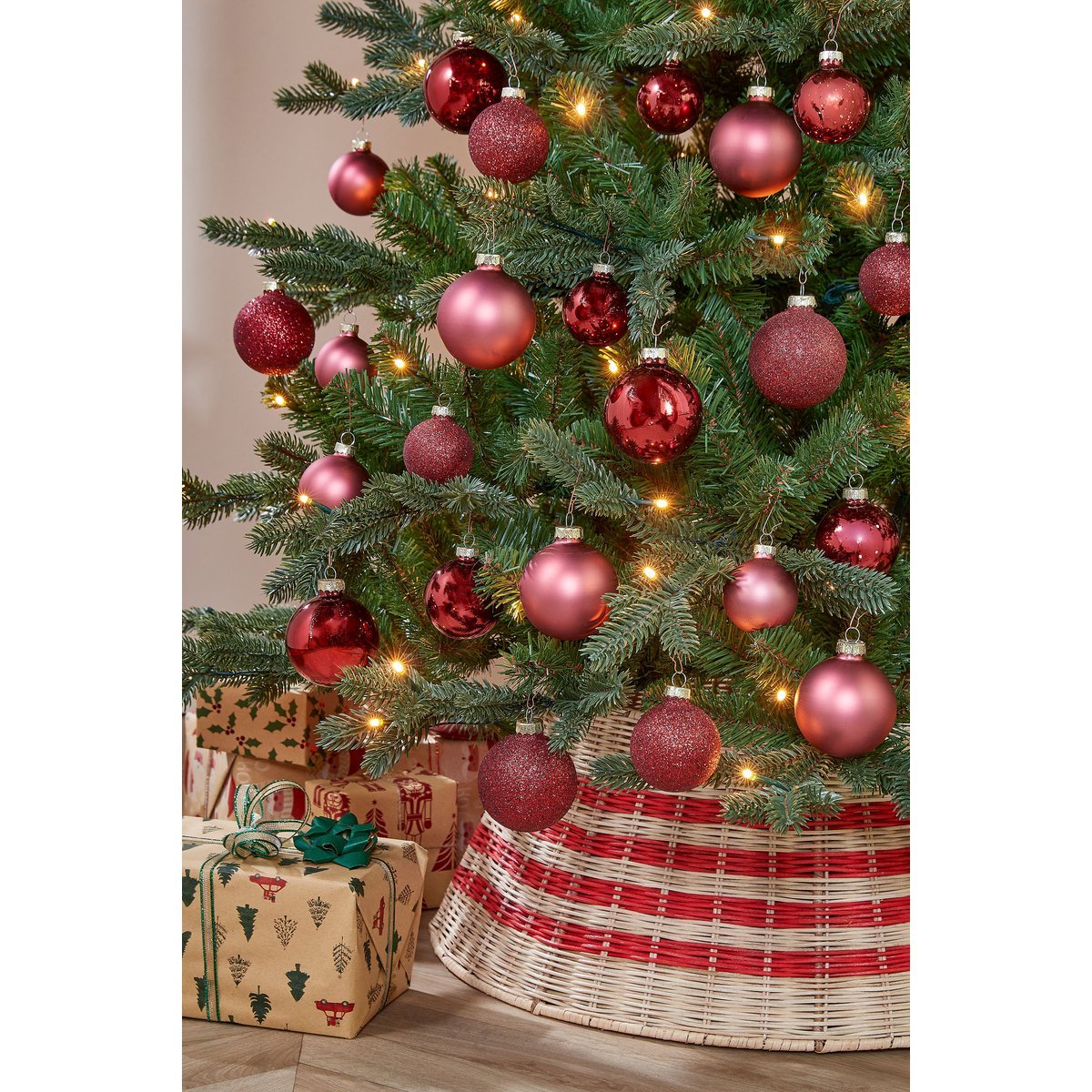 Weihnachtskugeln-Set 42-teilig – Glas Dunkelrot