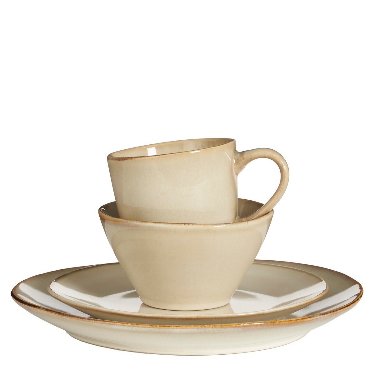 Service-Set Beige – 16-teiliges Steingut Geschirr – Seelenfroh