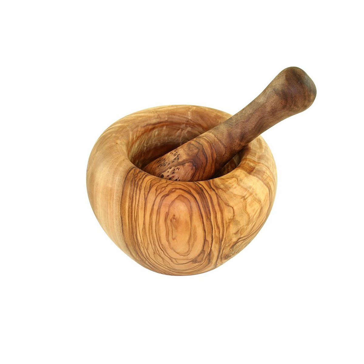 Mörser rund (Ø ca. 12 cm) inkl. Stößel aus Olivenholz