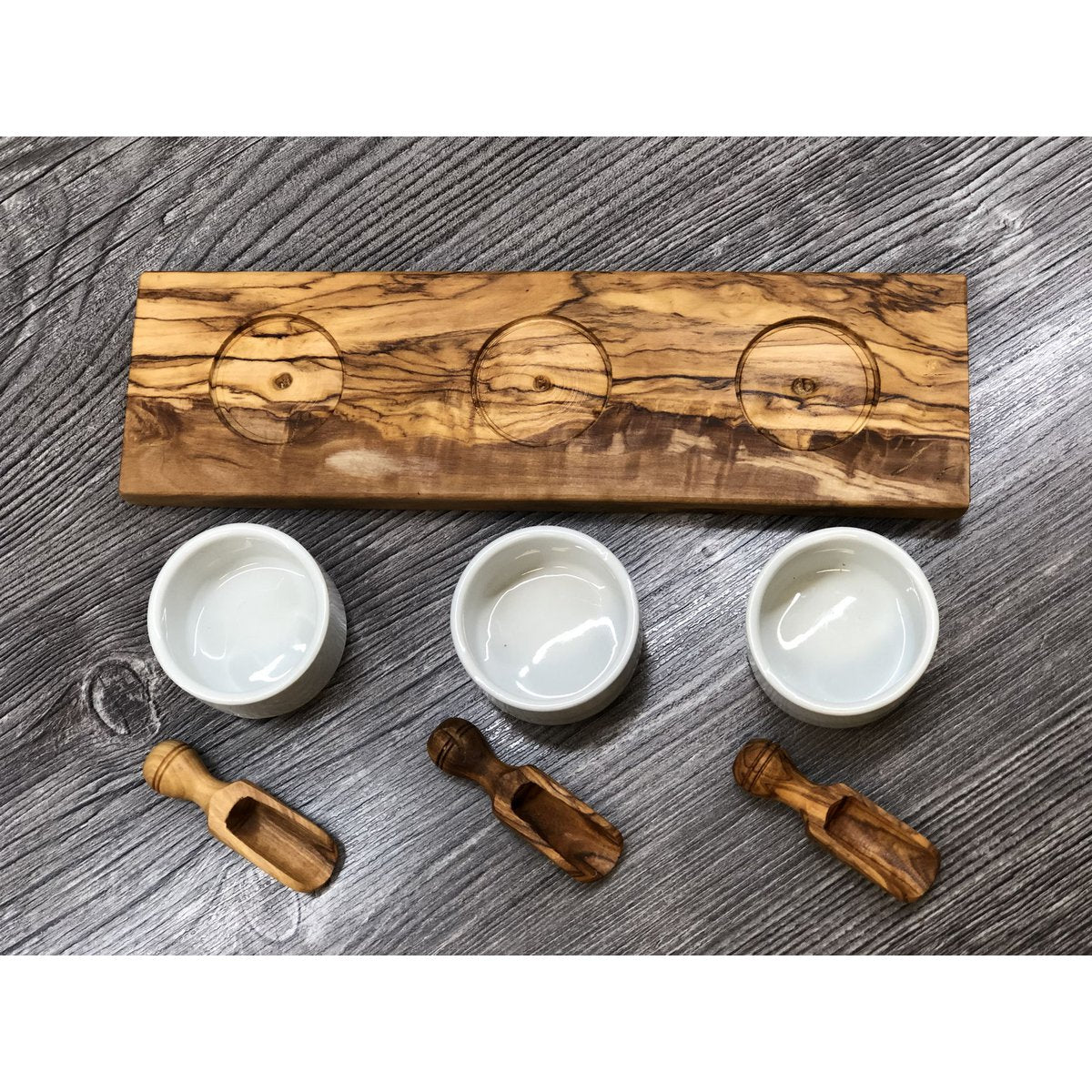 3-teilige Salzschale mit Salzschaufel