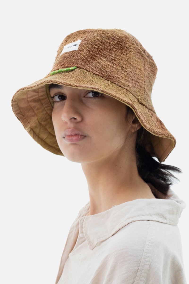 Wendbarer Monsunhut aus 100 % Hanf – Ice Dye Papaya | OUTLET