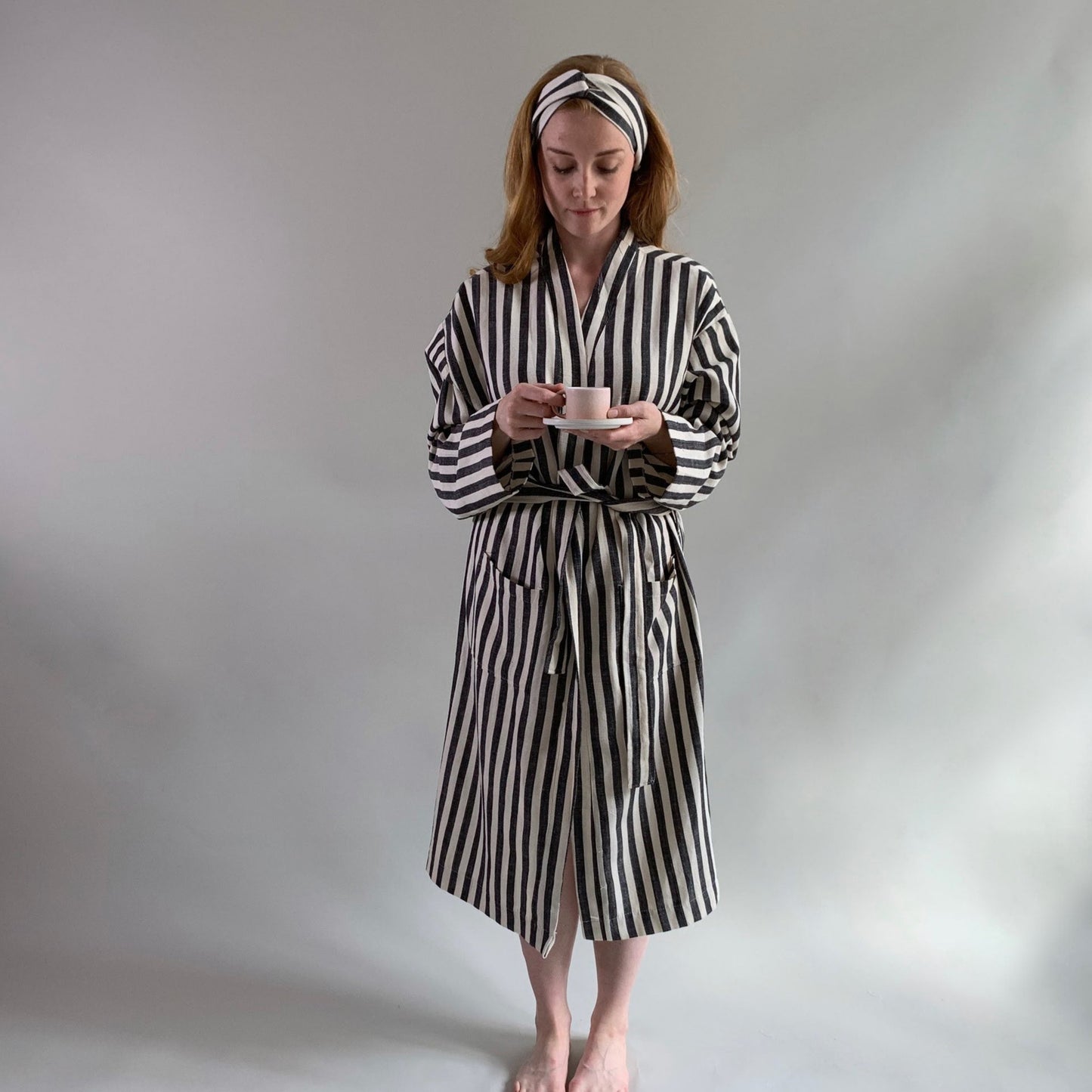 Handgewebter Bademantel Ole | Schwarz