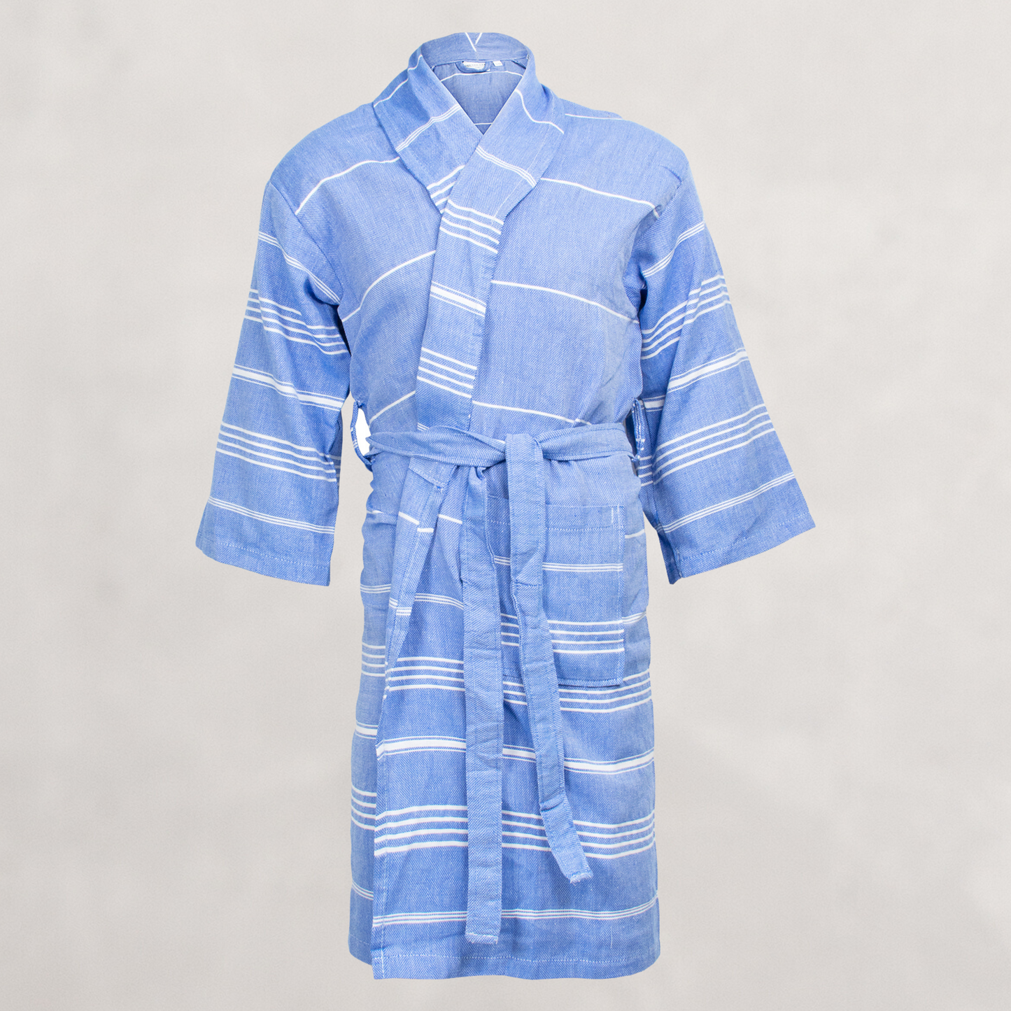 Schwerer Hamam-Bademantel aus Baumwolle in hochwertiger Frottee-Qualität in blau