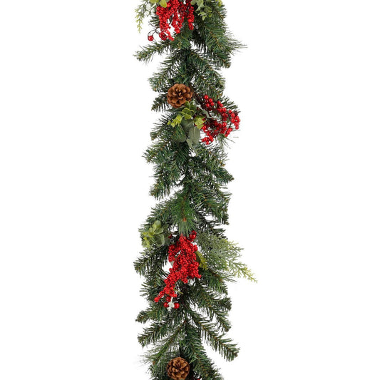 Harvey Weihnachtsgirlande L180 cm mit Kiefernkegeln – Grün & Rot