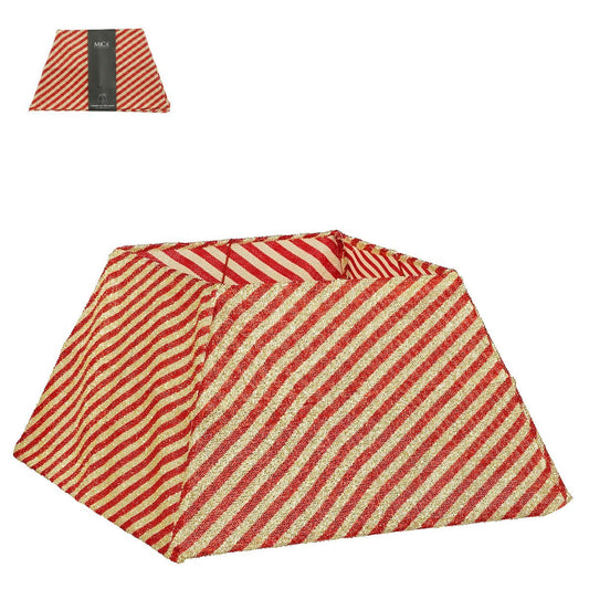 Weihnachtsbaumrock quadratisch – Rot/Gold – 50x50x30 cm
