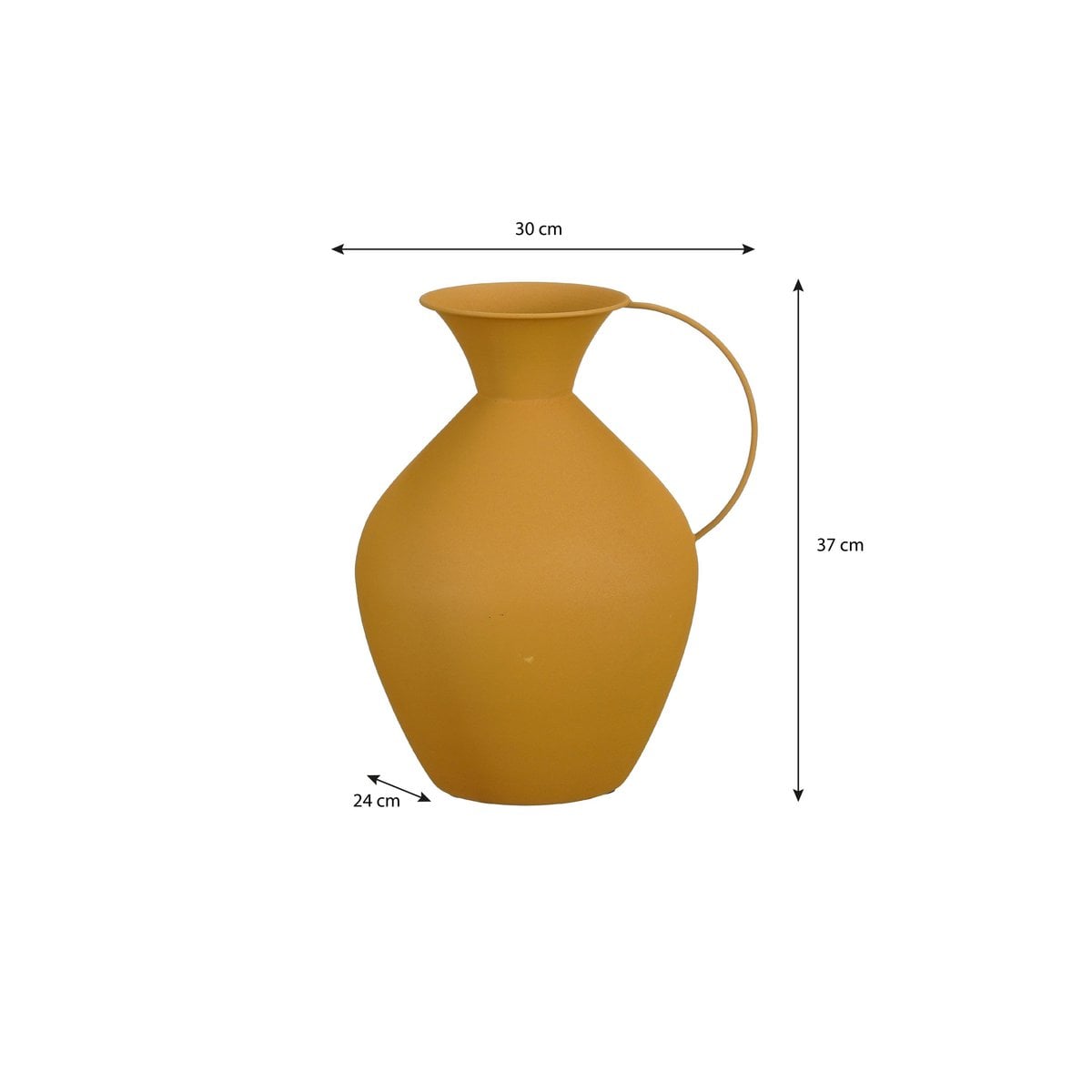 Metallvase mit Henkel – Ockergelb