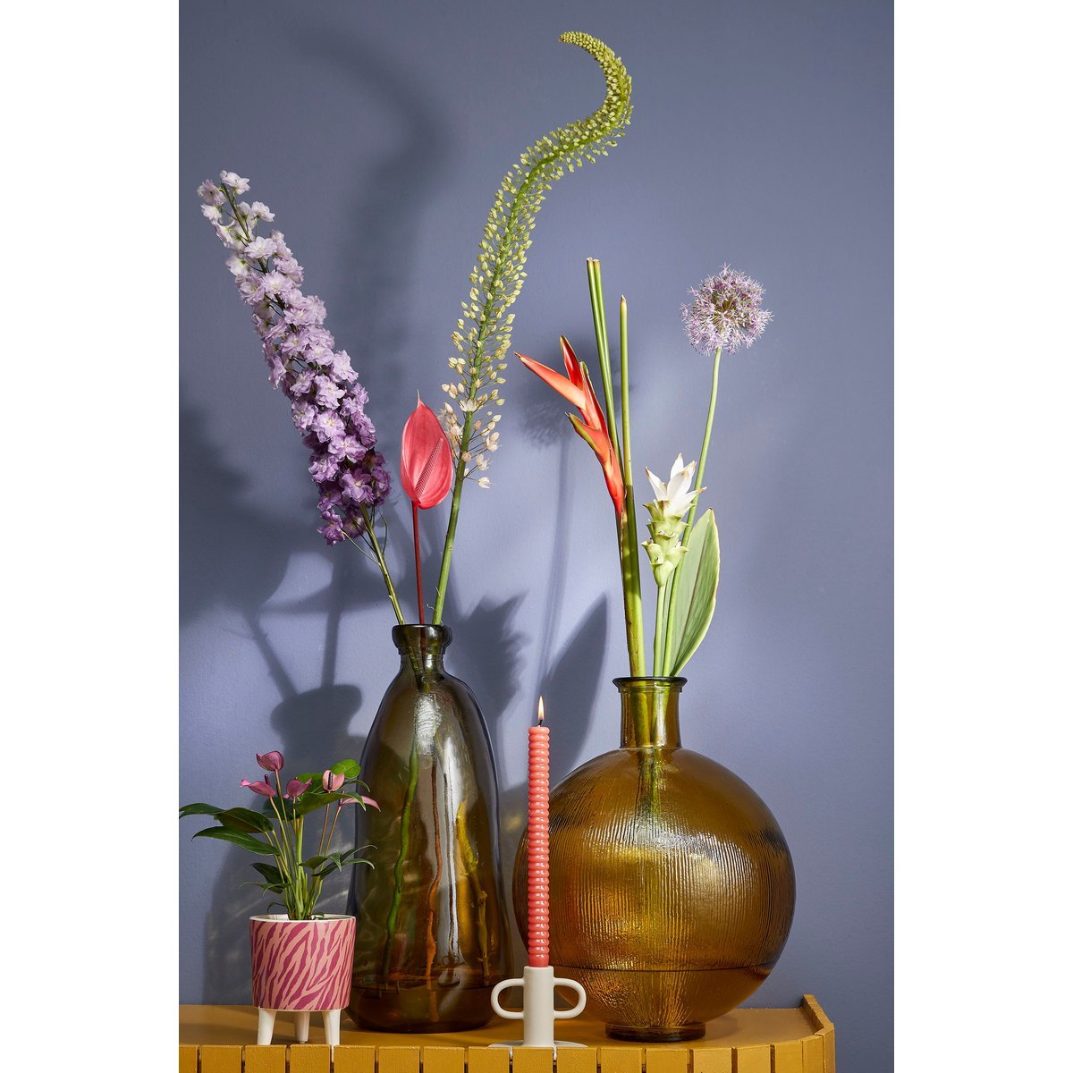 Firenza Flaschenvase – H42 x Ø34 cm – Recyclingglas – Ocker