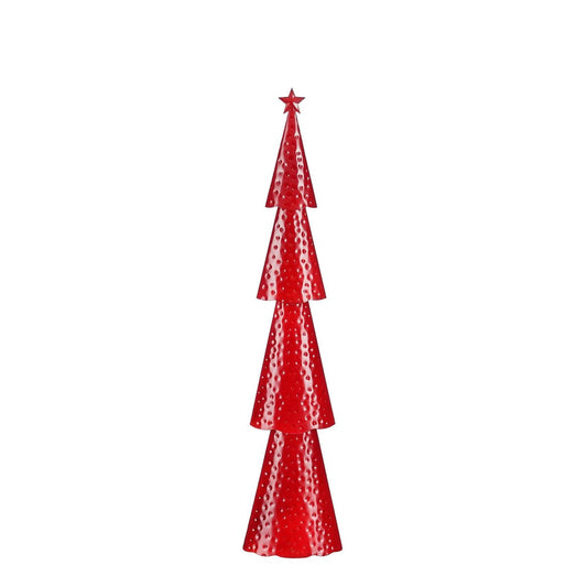 Deko-Weihnachtsbaum aus Metall – Rot, Gehämmerter Look, 68 cm