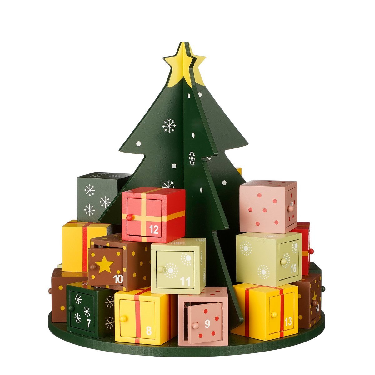 Adventskalender – H30 × Ø28 cm – MDF, FSC®-zertifiziert – Mehrfarbig