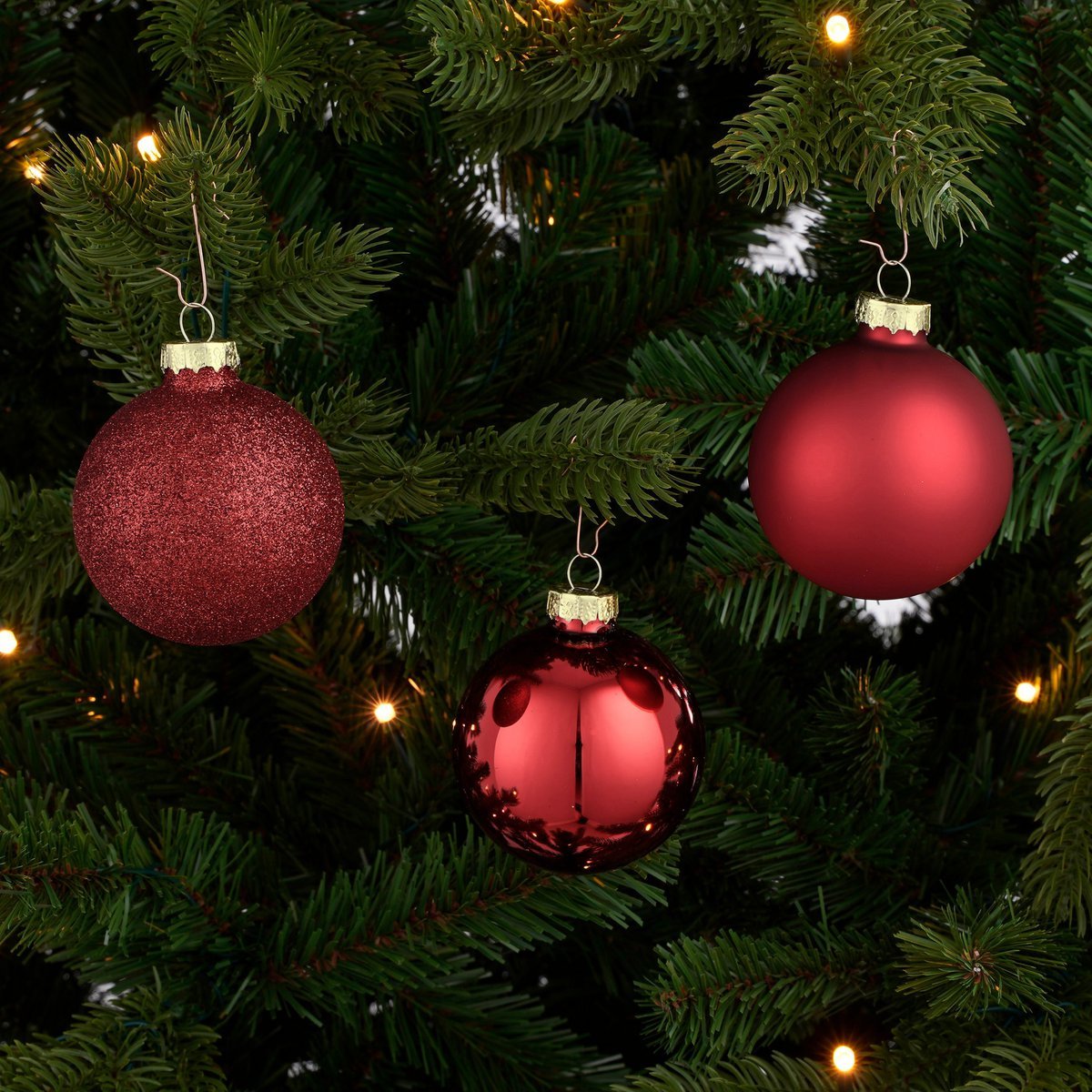 Weihnachtskugeln-Set 42-teilig – Glas Dunkelrot