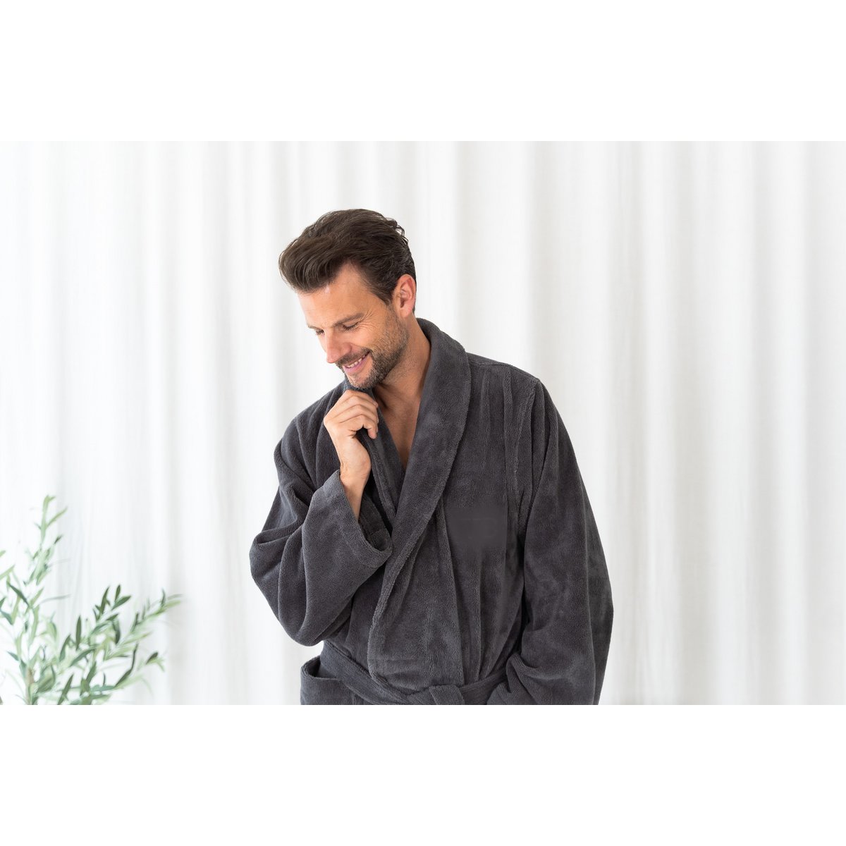 Teddy-Bademantel Anthrazit – ultraweich, warm & elegant