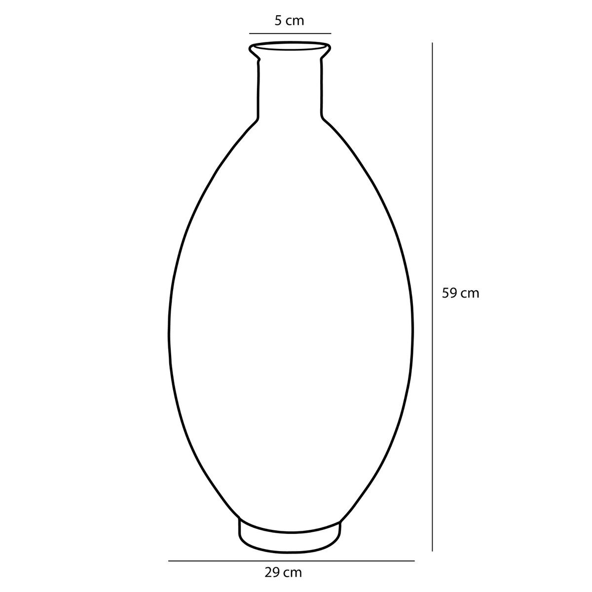 Firenza Flaschenvase – H59 x Ø29 cm – recyceltes Glas – Ocker