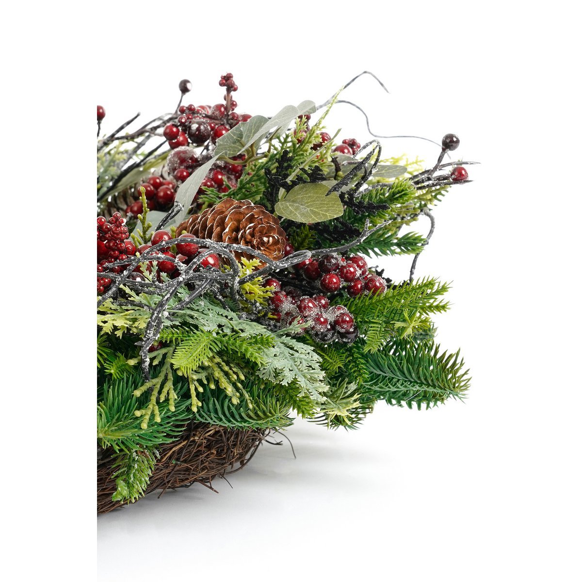 Bodi Weihnachtskranz – H11 x Ø40 cm – Bordeaux – Kiefernkegel & Beeren