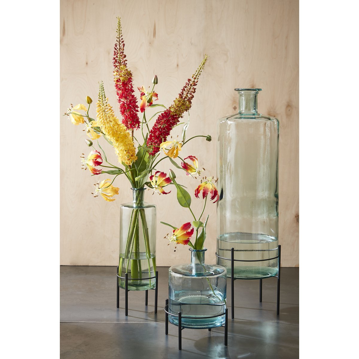 Guan-Flaschenvase – H75 x Ø25 cm – recyceltes Glas – transparent