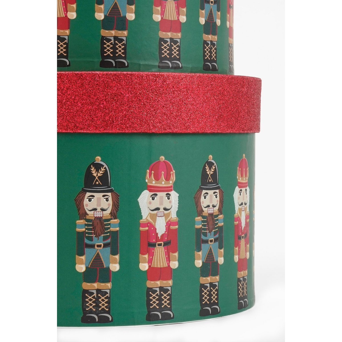 Aufbewahrungsboxen-Set 3er – Nussknacker – H14 × Ø21 cm – Papier – Grün