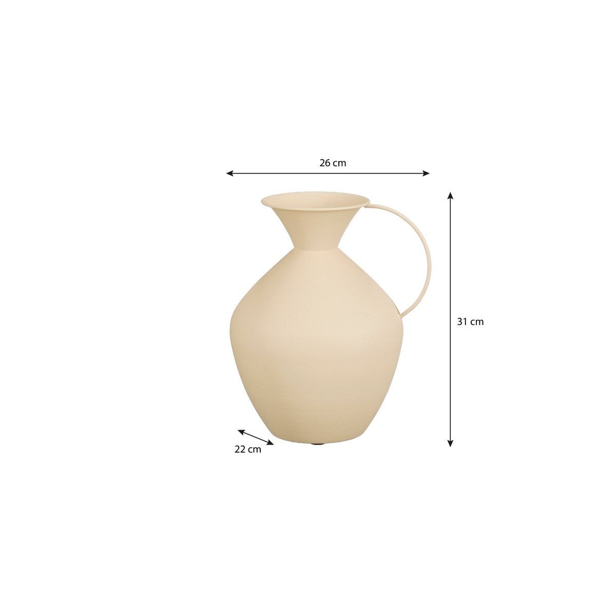 Metallvase mit Henkel - Creme