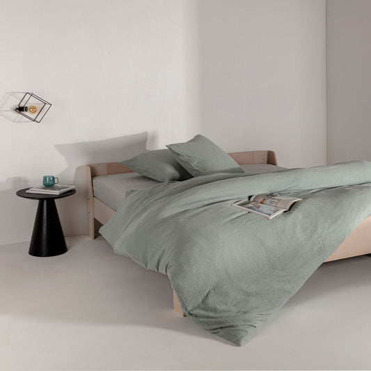 Crinkly Musselin Bettwäsche-Set – Sage Green, 100% Baumwolle