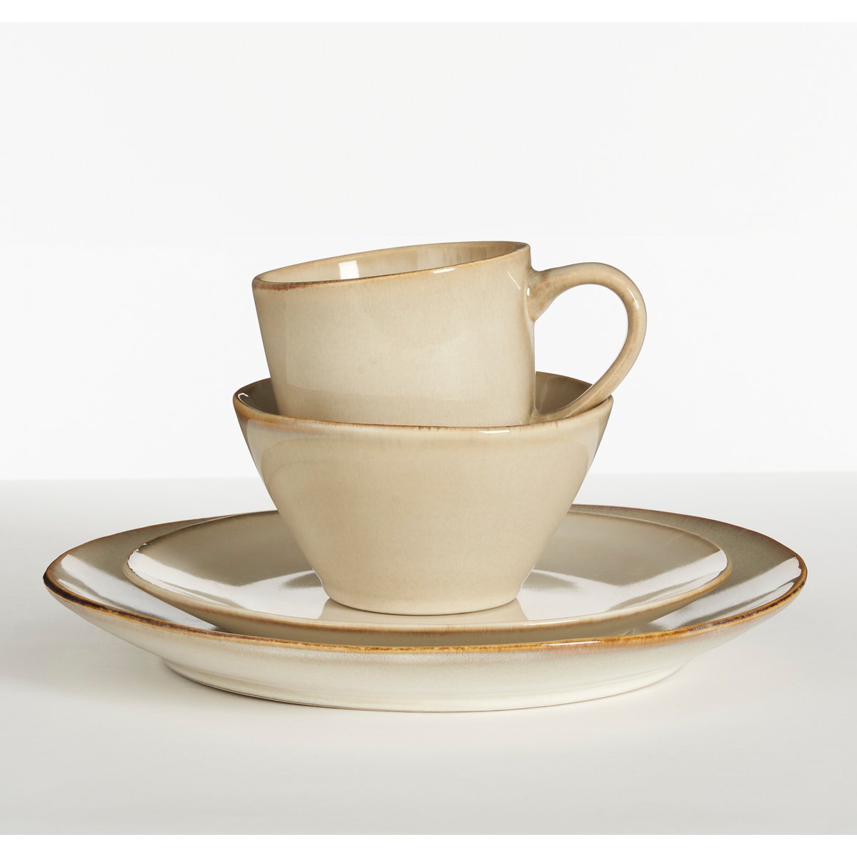 Service-Set Beige – 16-teiliges Steingut Geschirr – Seelenfroh