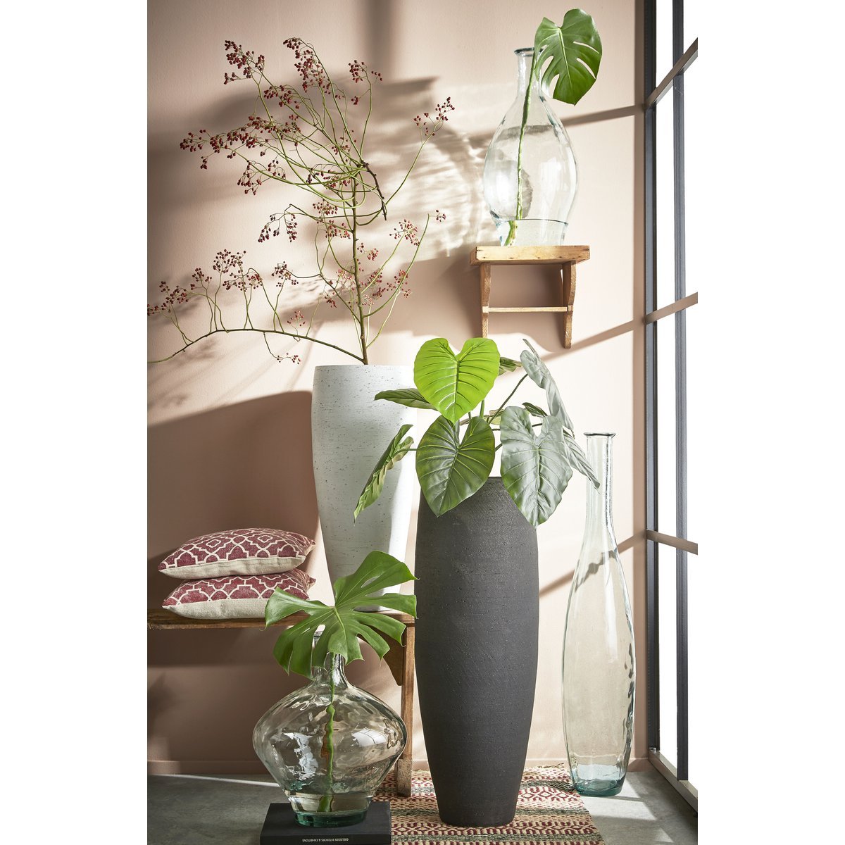 Kyara Flaschenvase – H46 x Ø38 cm – recyceltes Glas – transparent