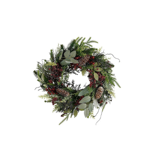 Bodi Weihnachtskranz – H11 x Ø40 cm – Bordeaux – Kiefernkegel & Beeren
