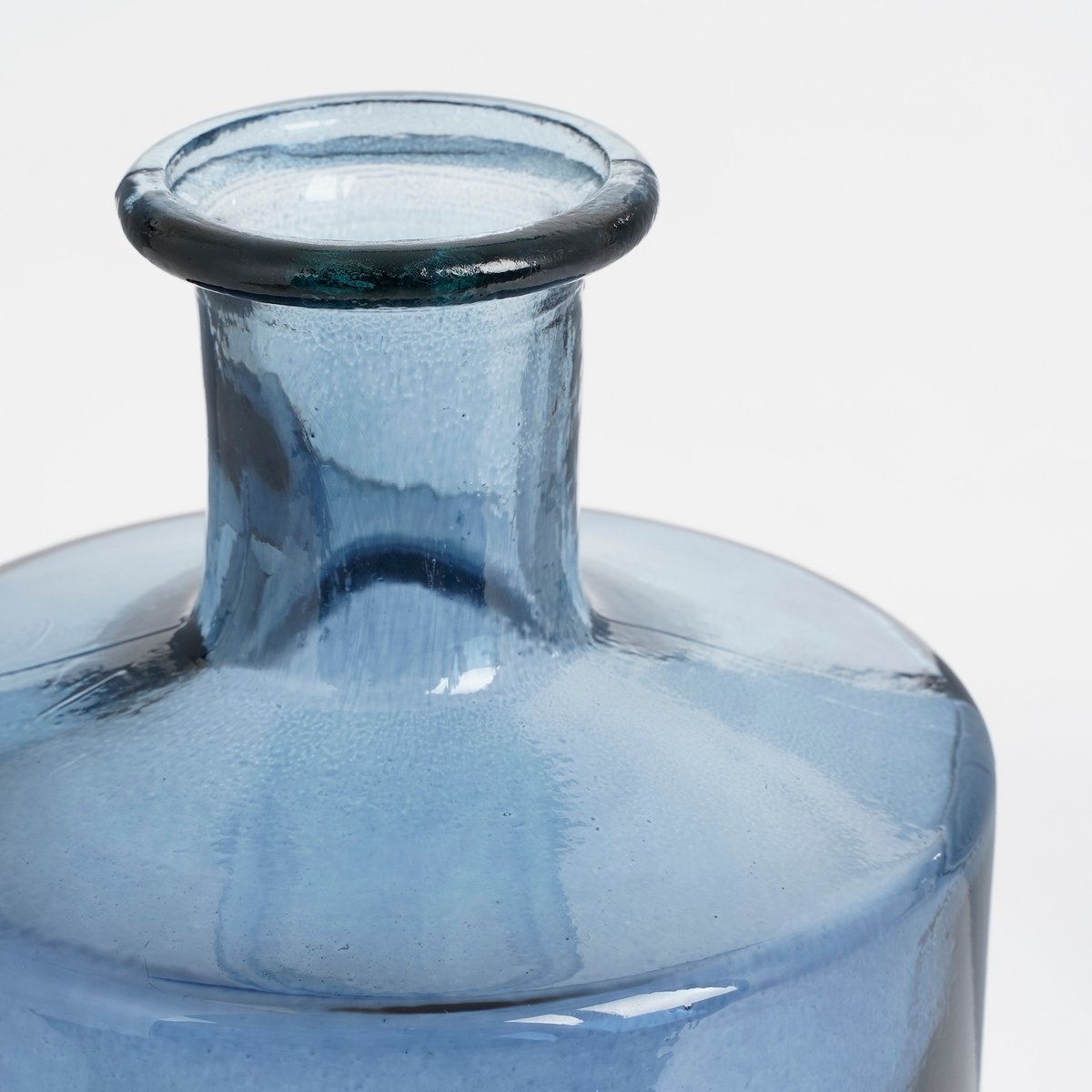 Guan Flaschenvase - H40 x Ø15 cm - Recyceltes Glas - Blau