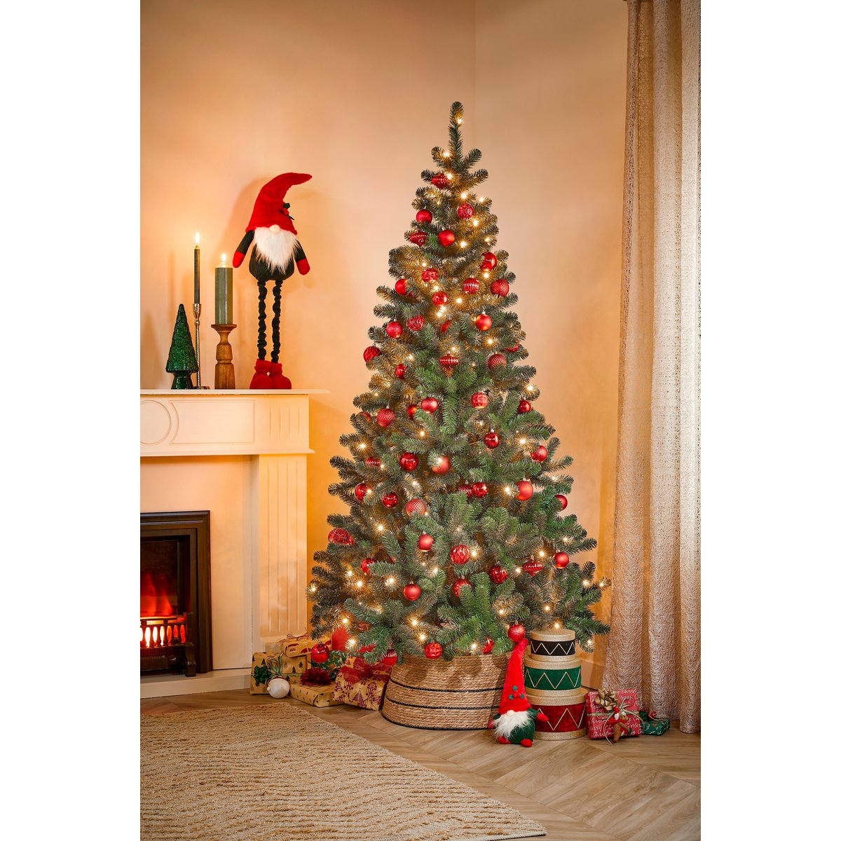 Weihnachtskugel-Set 60-teilig Ø7 cm – Unzerbrechlich Rot