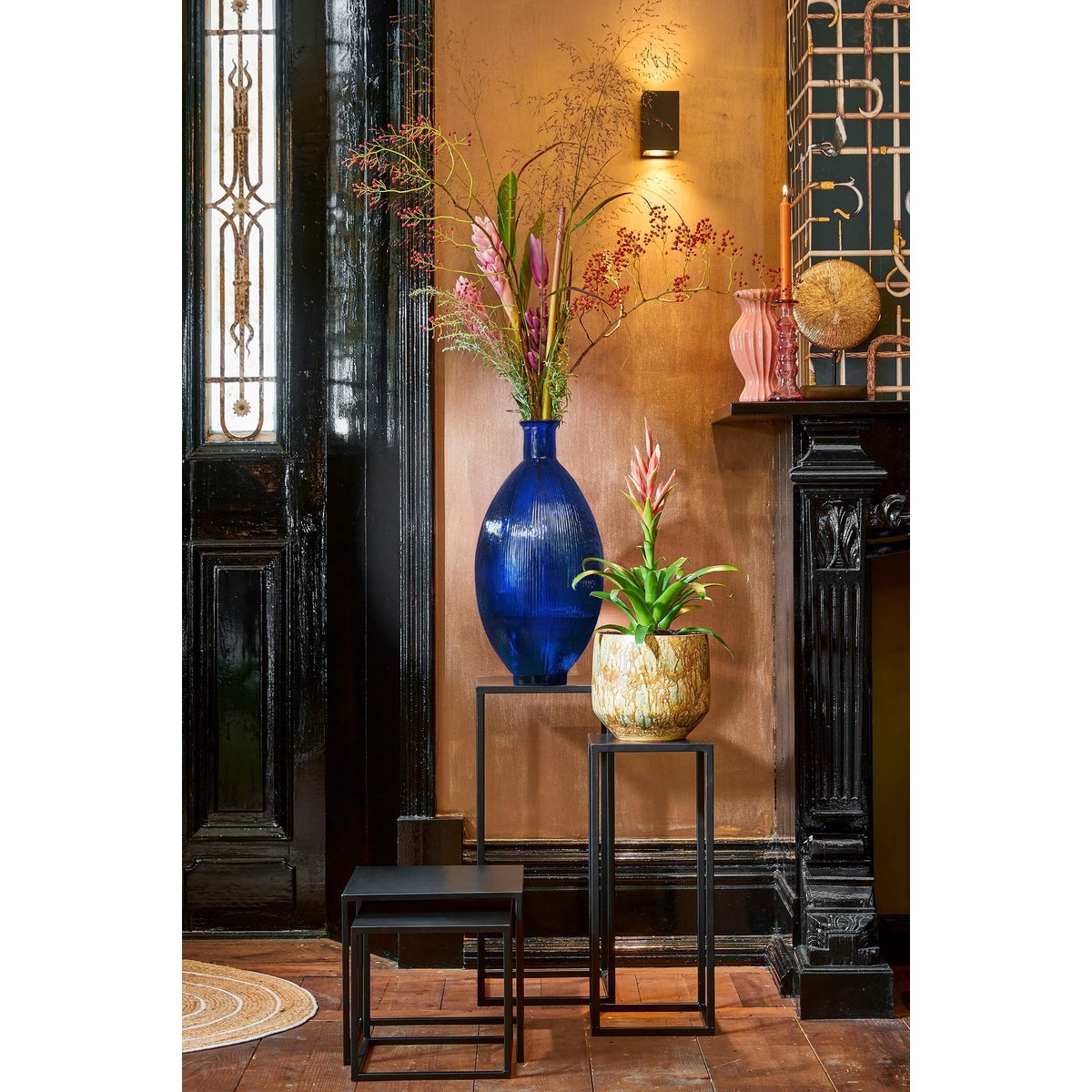 Firenza Flaschenvase – H59 x Ø29 cm – Recyceltes Glas – Dunkelblau