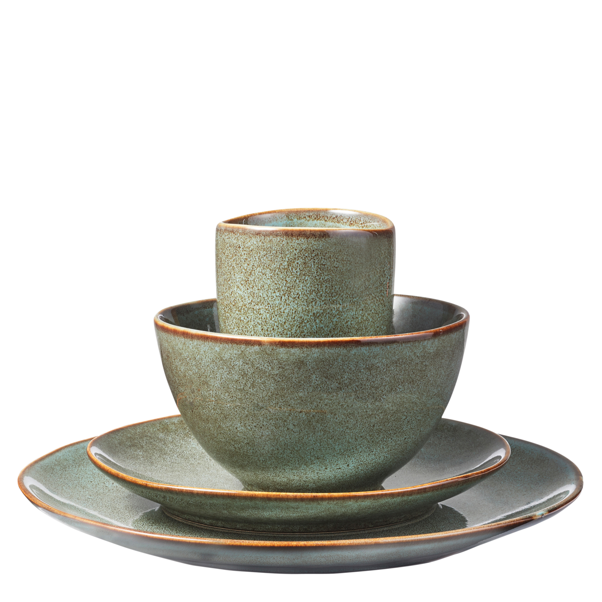 Tabo Geschirrset Grün 4 Personen | Handgefertigte Keramik