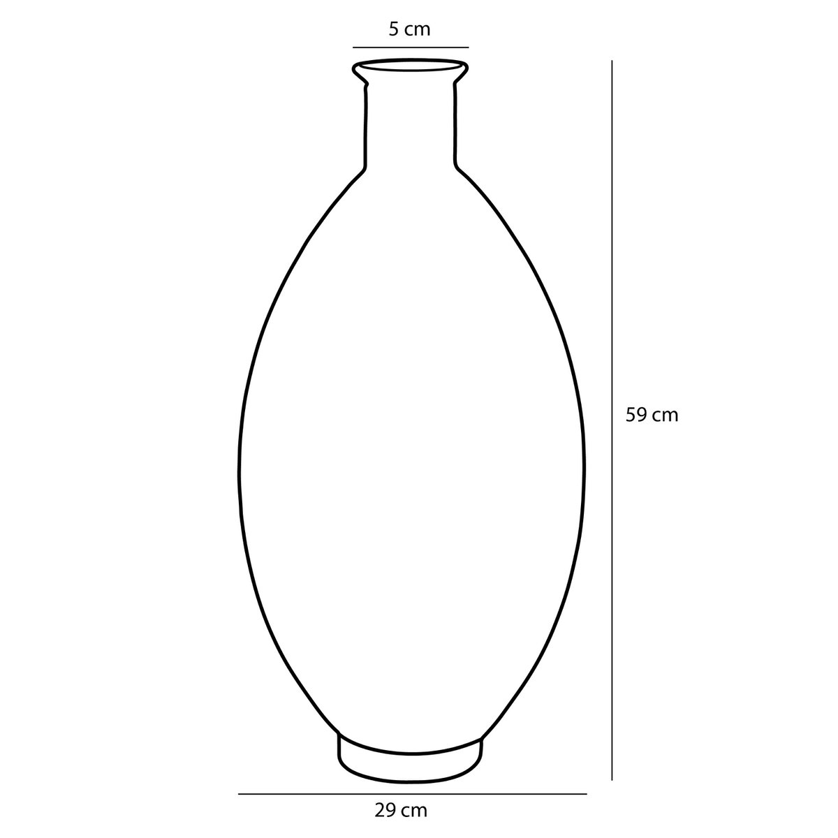 Firenza Flaschenvase – H59 x Ø29 cm – Recyceltes Glas – Dunkelblau