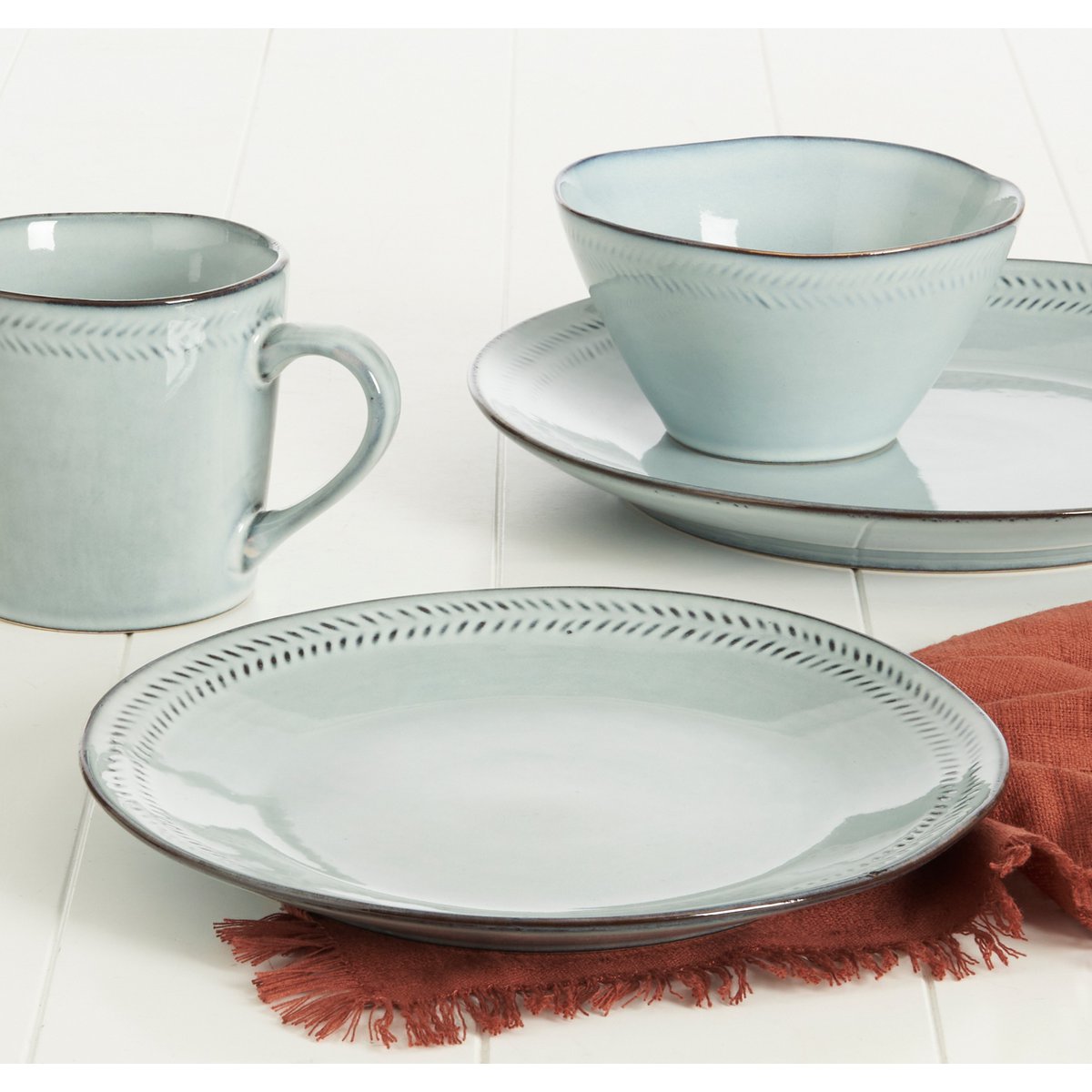 Wacco Service-Set 4 Personen Hellgrau | Steingut