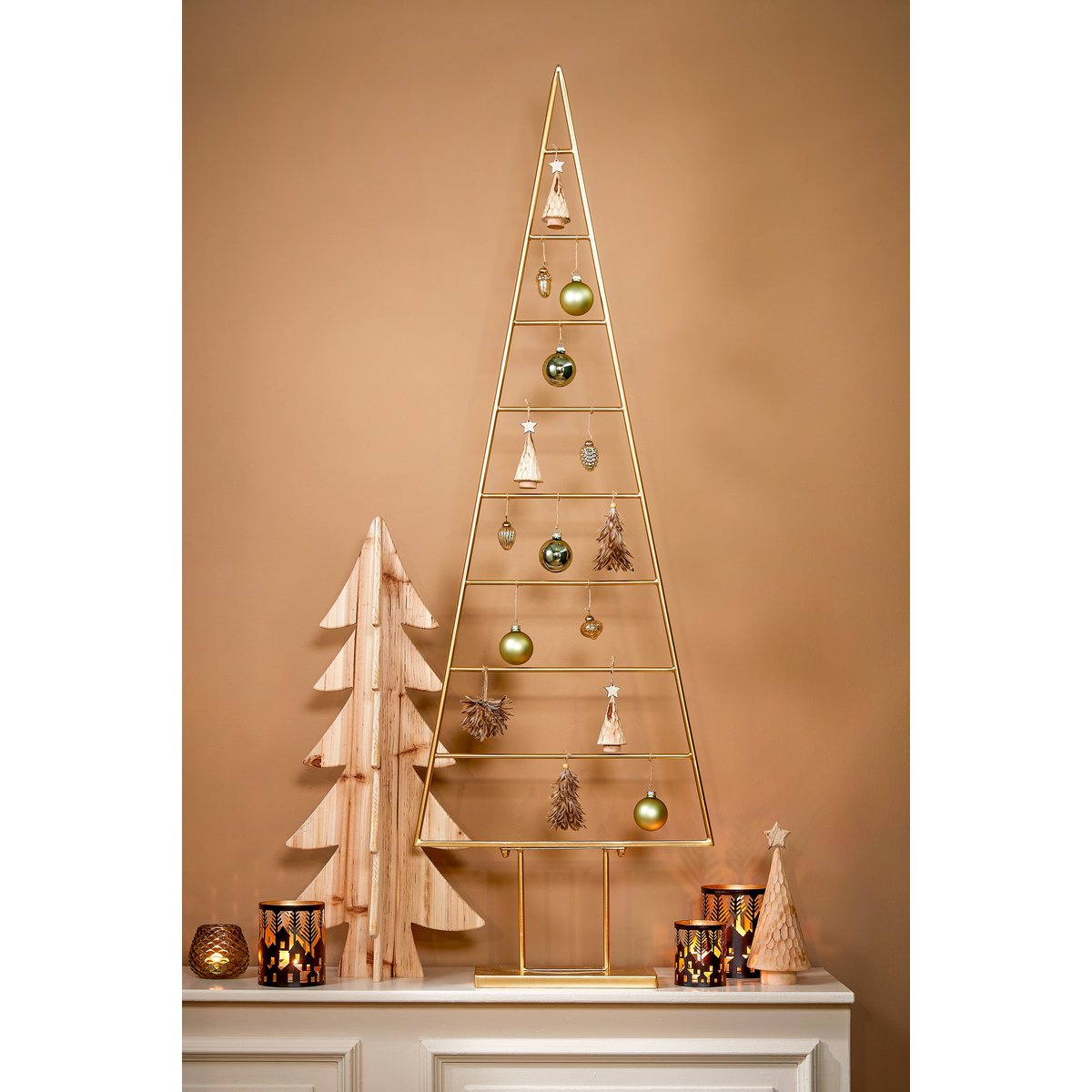 Metalldekorativer Weihnachtsbaum Gold – L50 x B15 x H152 cm