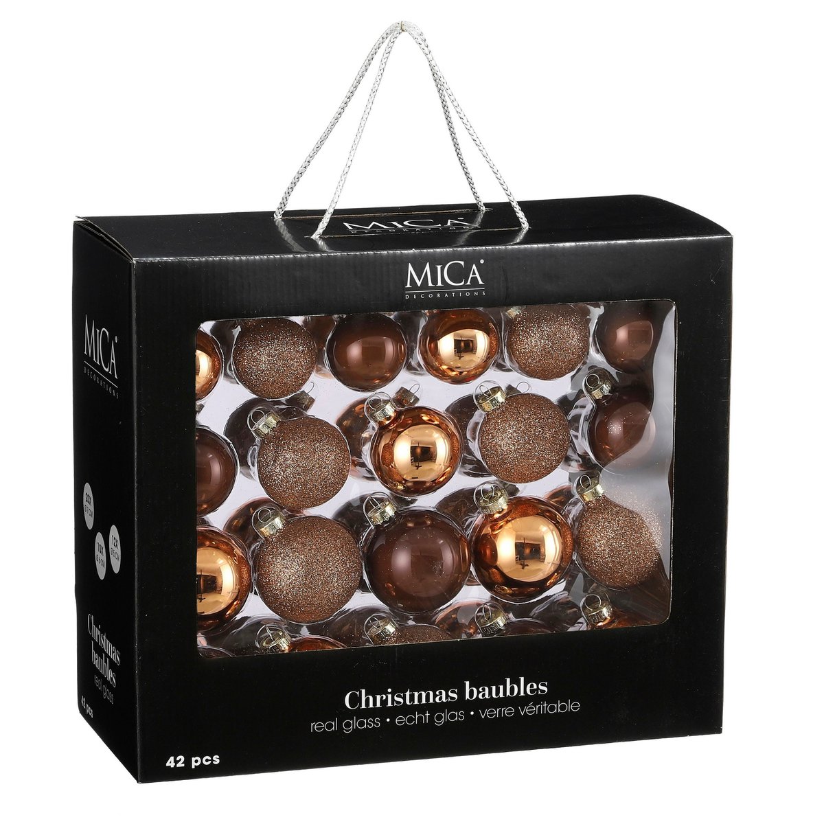 Weihnachtskugeln-Set 42-teilig – Glas Braun
