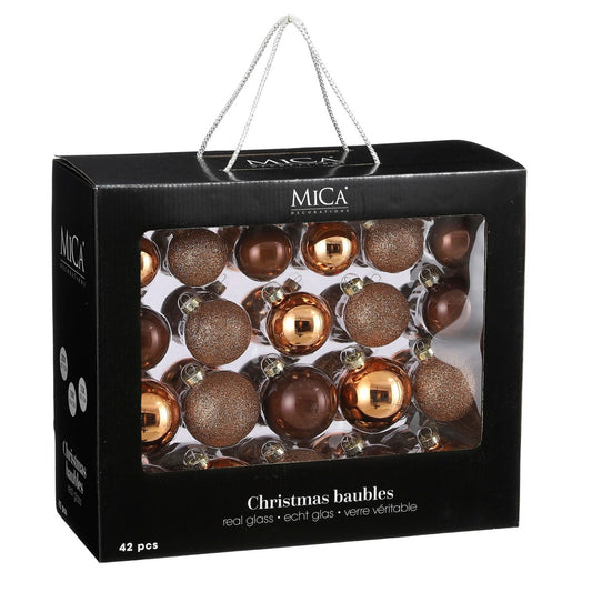 Weihnachtskugeln-Set 42-teilig – Glas Braun