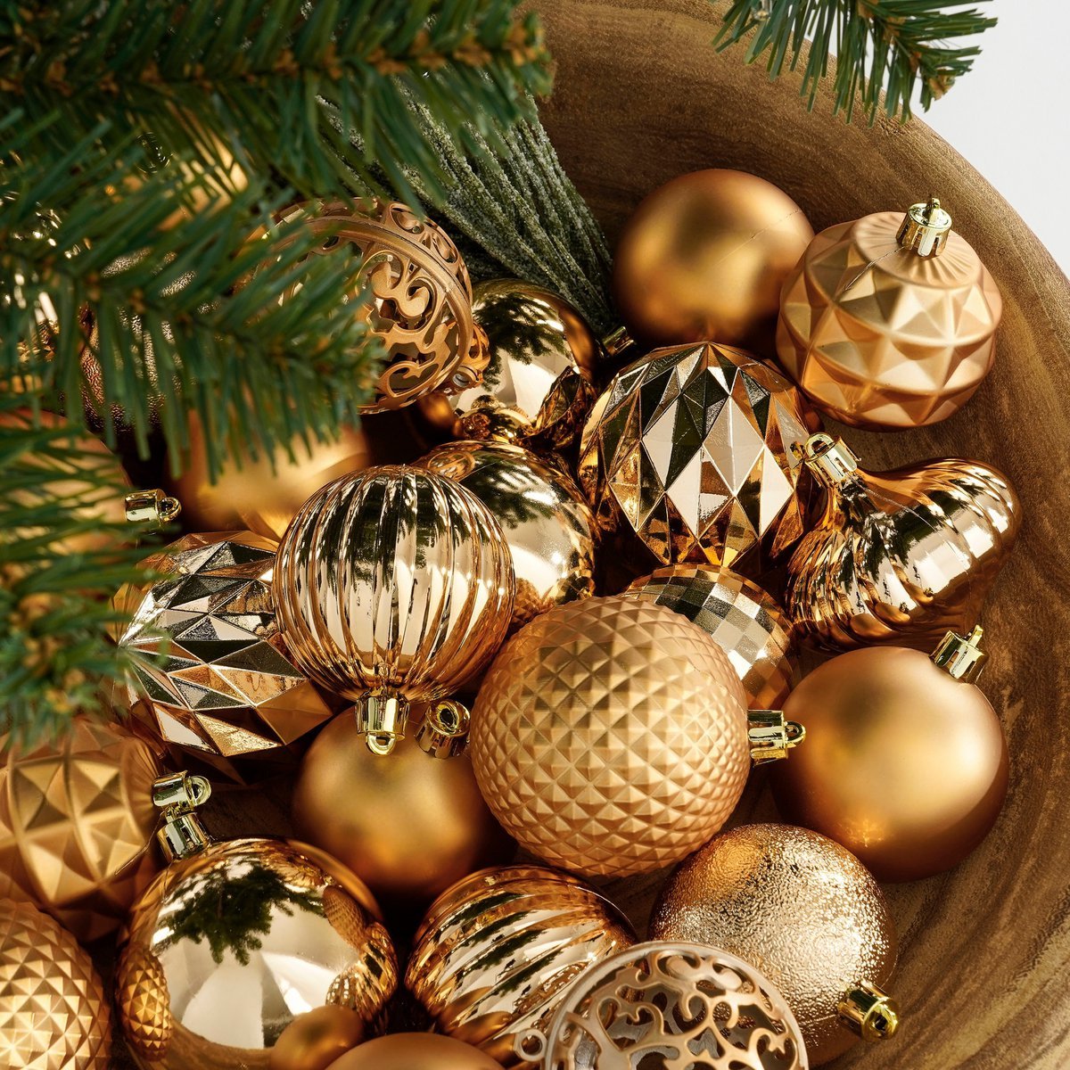 Weihnachtskugel-Set 60-teilig Ø7 cm – Unzerbrechlich Kupfer