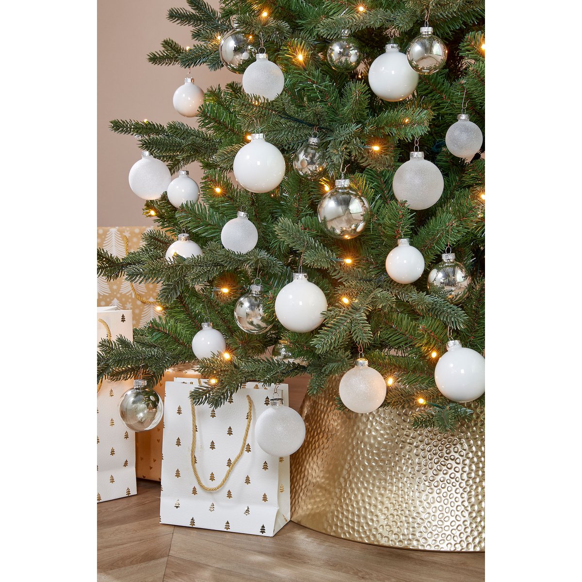 Weihnachtskugeln-Set 42-teilig – Glas Weiß