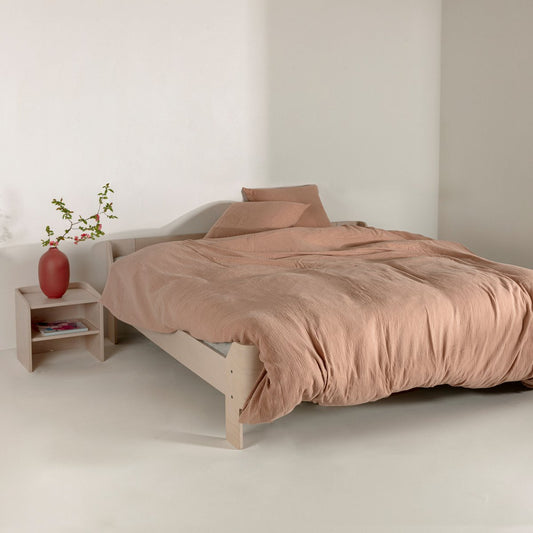 Crinkly Musselin Bettwäsche-Set – Sahara Pink, 100% Baumwolle