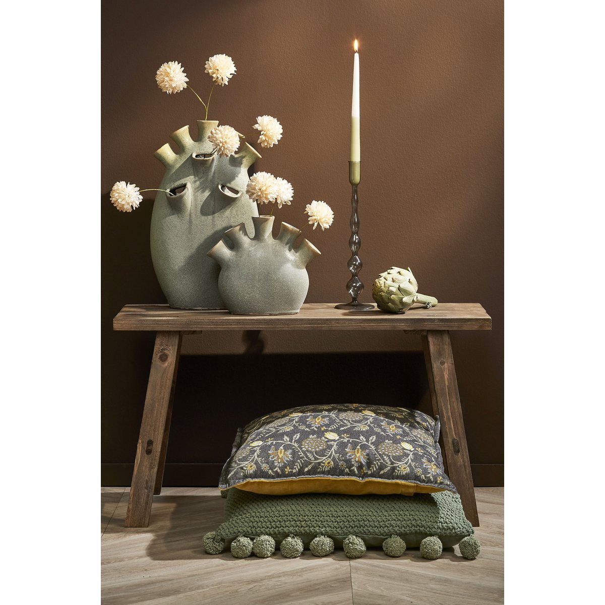 Glaskerzenhalter Trent – Dunkelgrau – 33 cm – Modern & Elegant