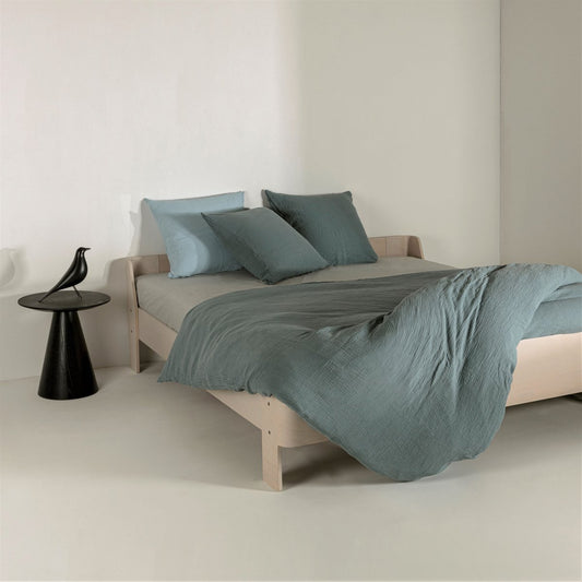 Crinkly Musselin Bettwäsche-Set – Petrol Blue, 100% Baumwolle