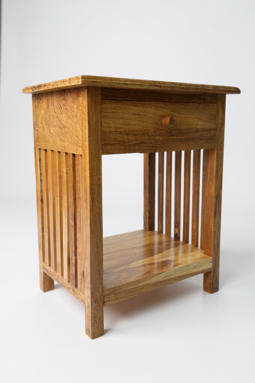 Nachttisch aus Teakholz 50 cm – mit Schublade & Fach